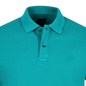 Polo de Manga Corta para Hombre, Color Verde Azulado, Tela Oxford, Diseño con Botones, Corte Regular Informal, Color Sólido, Estilo Tejido - Product Image 5