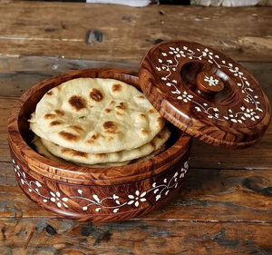 Boîte à roti classique en bois faite à la main, couleur marron, écologique, pour le rangement et la présentation des aliments dans la cuisine, utilisation domestique, boîte à chapati - Product Image 4