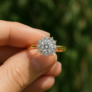 IGI Certified Round Lab Grown Diamond Engagement <b>Ring</b> for Women 14K Solid Gold Halo <b>Solitaire</b> <b>Ring</b> Custom Diamond Promise <b>Ring</b> - Product Image 1