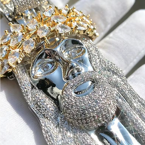 Hip Hop Iced Jesus Pendant Necklace Brass <b>Rope</b> <b>Chain</b> Zircon Christian Cross Jewelry for Men Women - Product Image 2