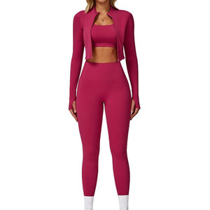 Women 3 Piece Yoga Set Workout Fitness Gym Wear Yoga Set Gym Clothing Yoga Set For Women - Product Image 1