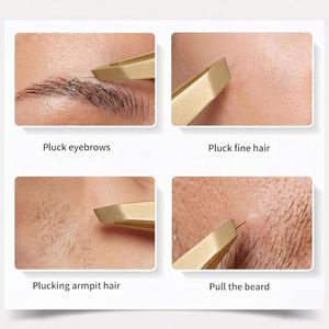 Pro Gold Slanted & <b>Pointed</b> Eyebrow tweezers ZETOMED PRO Light Weight Smooth Work High Quality Hair <b>Removal</b> Beauty <b>Tool</b> OEM - Product Image 4