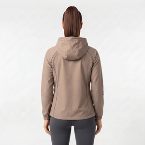 <b>Women</b> <b>Hooded</b> Running <b>Jacket</b> <b>Lightweight</b> Sports Windbreaker Full Zip Training <b>Jacket</b> Custom Logo Activewear - Product Image 3