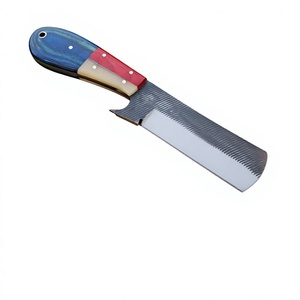 Cuchillo Sheepsfoot con Hoja de Acero al Carbono de 0.7mm de Grosor, Borde Recto, Herramienta para Trabajar la Madera con Mango Azul y Rojo - Product Image 1