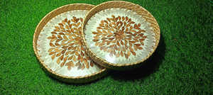 Juego de bandejas con patrón de caña y madre de perla de calidad, bandejas decorativas para servir al por mayor para dátiles, dulces y regalos de decoración del hogar - Product Image 2