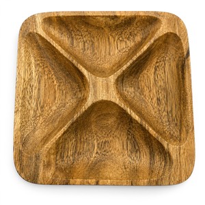 Bandeja de Servir de Madera Hecha a Mano con 4 Compartimentos |   Plato Multiusos para Aperitivos |   Bandeja de Madera para Frutos Secos y Aperitivos - Product Image 2