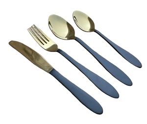 Design unique en acier plaqué or poignée couverts couverts ensemble pour ustensiles de fête de mariage fourchette couteau ensemble ustensiles de cuisine outils d'utilisation - Product Image 1