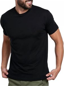 Men's <b>Black</b> Cotton T-<b>Shirt</b> Short Sleeve O-Neck Casual Jersey Knitted Solid Color Blank <b>Tee</b> - Product Image 1