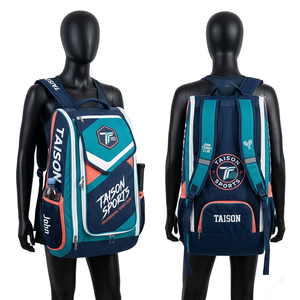 Bolsa Deportiva de Tenis para Mujer, Tela de Poliéster de Alta Densidad de 300 GSM, Diseño de Paneles Azul y Verde, Logotipo Bordado Personalizado, Mochila - Product Image 5