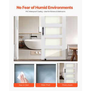 Kit Hardware per Porta Scorrevole in Vetro con Pannello MDF ad Alta Resistenza 36 X 84 Pollici, Impermeabile in PVC, Facile Installazione per Soggiorno - Product Image 4