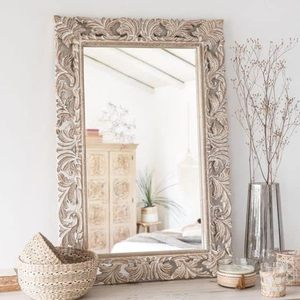 Espejo de Pared Rectangular Decorativo Tallado a Mano Moderno con Marco de MDF y Cristal de 4 mm para Dormitorio, Sala de Estar, Decoración del Hogar - Product Image 2