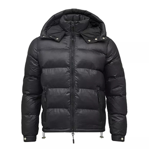 Veste matelassée noire pour homme, personnalisée par le fabricant, épaisse, chaude pour l'hiver, avec capuche, entièrement zippée, imperméable - Product Image 1
