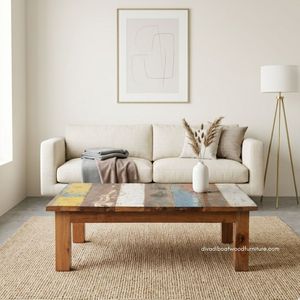 Handcrafted <b>Rustic</b> Wooden <b>Coffee</b> <b>Table</b> Reclaimed Boat Wood Antique Original Color Indoor Outdoor Living Room Furniture Knockdown - Product Image 3