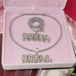 " DAE " Drip Letter Pendant With Tennis Chain Moissanite Diamond Hip Hop <b>Necklace</b> <b>Custom</b> Bling Jewelry - Product Image 2