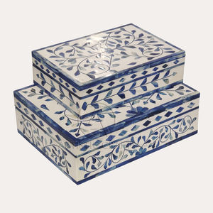 Handmade Bone Inlay Decorative <b>Storage</b> <b>Box</b> Modern Rectangle Wood Resin MDF Jewelry Case with Carton Packaging - Product Image 4