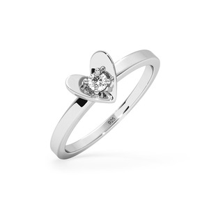 Bague minimaliste en forme de cœur en diamant naturel en argent sterling 925 pour femmes - Product Image 1