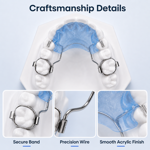 Plaque d'occlusion orthodontique fixe à plan plat, appareil dentaire personnalisé avec bandes molaires, guide occlusal en acrylique, usine de laboratoire OEM - Product Image 4