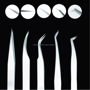 Pinzas de punta de fibra para extensión de pestañas, acero inoxidable - Product Image 2