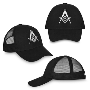 Premium Freemason Baseball Cap Black with White Embroidered Emblem Cotton Twill <b>Dad</b> <b>Hat</b> - Product Image 2