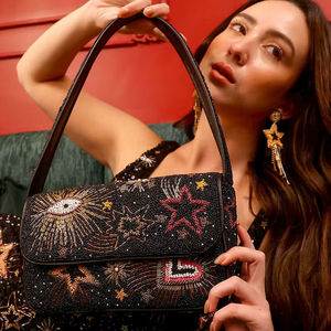 Sac brodé à la main, motif léopard rose parfait, orné de perles, sac à bandoulière avec chaîne, pochette pour femme - Product Image 1