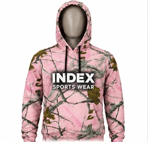Sudadera con Capucha Rosa Camuflaje para Hombre de INDEX Sports Wear, con Logotipo Frontal y Bolsillos - Product Image 1
