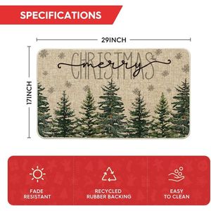 Tappetino Decorativo Natalizio per Esterni con Alberi di Pino e Fiocchi di Neve, Tappeto Invernale a Profilo Basso per Ingresso 1 - Product Image 2