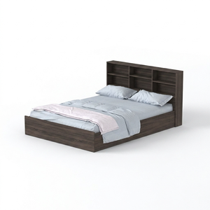 Cadre de lit plateforme Queen moderne 2255 avec étagères de rangement multi-compartiments intégrées à la tête de lit, mobilier de chambre robuste - Product Image 5