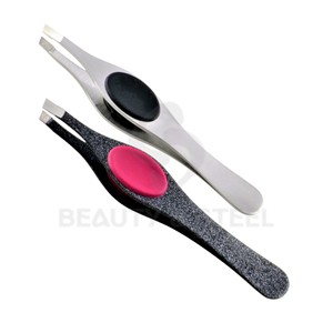 Ensemble professionnel de pinces à épiler pour sourcils à pointe inclinée en 2 pièces avec coussinets ergonomiques pour une coupe de précision et l'épilation - Product Image 6