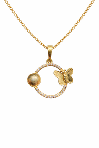Collier pendentif papillon en argent sterling 925 plaqué or 18 carats fait main avec diamants - Product Image 3