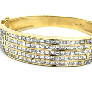 Women's Solid Alloy Hiphop Emerald Cut Diamond Channel <b>Set</b> <b>Bangle</b> Bracelet Wedding Jewelry - Product Image 2