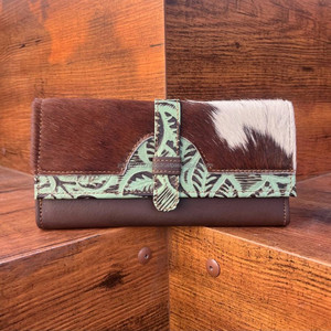 Nueva Cartera de piel de vaca hecha a mano auténtica tallada en cuero para mujer, funda de teléfono elegante, superventas, carteras de cuero con estampado en relieve occidental - Product Image 2