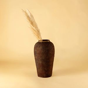 Wabi Sabi Style Brown Ceramic <b>Vase</b> Living Room Desktop for Modern Home Living Room Rustic Terracotta <b>Vase</b> - Product Image 1