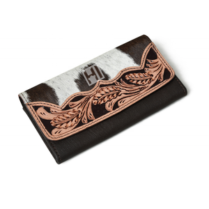 Western Hair-On Cowhide Leather <b>Wallet</b> RFID Blocking Women's Clutch Purse - Product Image 3