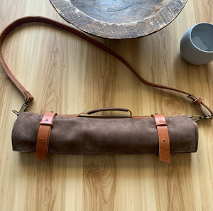 Sac à couteaux de chef classique en cuir véritable écologique, pochette de rangement portable, boîte cadeau personnalisée LKR-0225 - Product Image 1