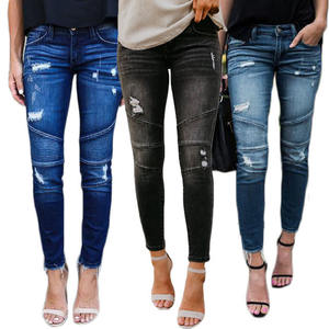 กางเกงยีนส์เดนิมทรงโมเดิร์นสำหรับผู้หญิง ผลิตขายส่ง รับทำโลโก้ OEM สีฟ้าอ่อน - Product Image 6