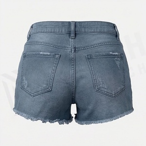 Shorts en jean taille haute pour femme, respirants, déchirés, délavés à la pierre, style streetwear décontracté pour l'été - Product Image 2