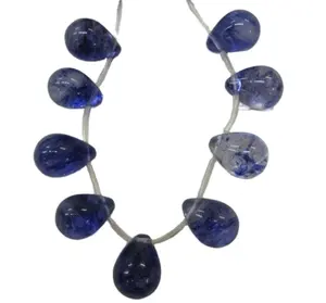 wholesale gemstone blue cherry quartz water drops teardrops beads rounded drops beads