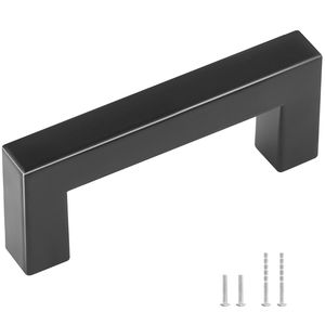 10 Pack 3in/76mm Center <b>Cabinet</b> Pulls <b>Slim</b> Square Stainless Steel for Modern Kitchen Cupboards & Drawers 128mm Size - Product Image 1