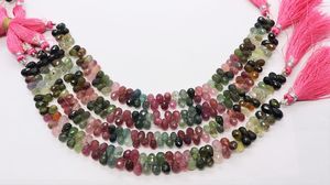 Natural Multi Tourmaline Faceted Teardrop Shape <b>Beads</b> 5x7-6x8MM Multi <b>Color</b> Tourmaline Drop <b>Beads</b> 8 Inch Multi Tourmaline <b>Beads</b> - Product Image 4