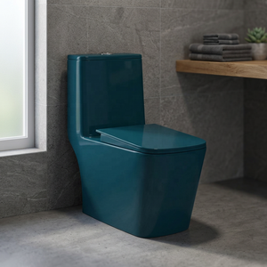 WC monobloc Vistaar Iconic vert paon, en céramique, à siphon, double chasse, design écologique pour salles de bain extérieures modernes - Product Image 2