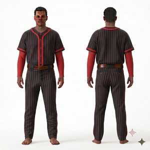 Men's <b>Baseball</b> Uniform Set Striped Jersey Pants Button Closure Regular Fit All Seasons Adult Apparel - Product Image 1