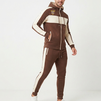 Ensemble de survêtement d'hiver grande taille pour homme, élégant, color block, 100 % coton, personnalisable avec logo, pour entraînement et décontracté, vente en gros