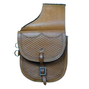 Sac de selle western en cuir véritable fait main, finition naturelle, pour équitation, en cuir repoussé, de qualité supérieure, pour le rangement lors de la randonnée équestre - Product Image 2