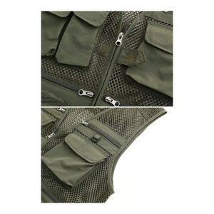 Men's Olive Green Multi Pocket Tactical <b>Vest</b> Breathable Zipper Closure Outdoor <b>Utility</b> Waistcoat Casual Summer Wear - Product Image 6