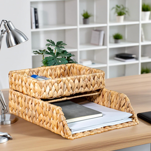 Water Hyacinth Storage Tray, Tabletop <b>Folder</b> & <b>Document</b> Tray Set Of 2, Desktop File Organizer <b>For</b> Home & Office From Vietnam - Product Image 4