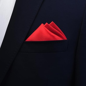 Pañuelo de Bolsillo de Seda Roja, Color Sólido, Formal, para Hombre, Forma Cuadrada, para las Cuatro Estaciones - Product Image 3