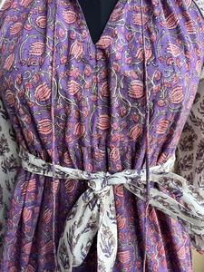 Vestido Maxi Casual de Algodón con Estampado Floral para Mujer, Superventas 2026, Bloques de Color Combinados con Cinturón, Manga Larga, Vestido Escalonado con Bolsillos - Product Image 3