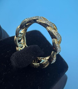 Anillo de Boda con Eslabones Cubanos de Moissanita, Plata 925 con Acabado en Oro Amarillo de 14K, Anillos de Diamantes de Moissanita con Incrustaciones de Plata Esterlina para Hombre - Product Image 5