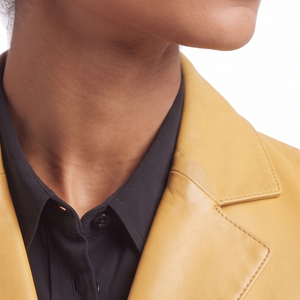 <b>Women's</b> <b>Smart</b> Casual Leather Blazer Wholesale <b>Women</b> PU Leather Blazer Fashion Coat <b>Women</b> Down Button Blazer Leather - Product Image 4
