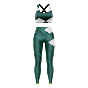 Ensemble de vêtements de sport pour femmes : Legging de yoga respirant à taille mi-haute et soutien-gorge de sport, personnalisable par sublimation – Créez vos propres ensembles de yoga - Product Image 2
